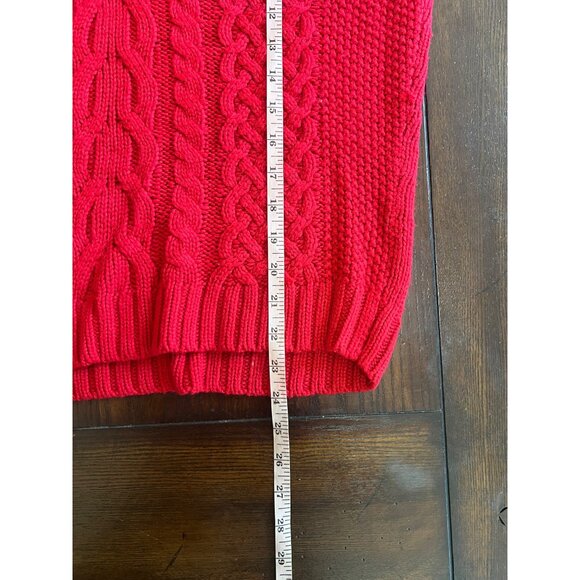 Vintage St.John's Bay Petite Red Cable Knit V-neck Long Sleeve Sweater Large - Picture 7 of 7